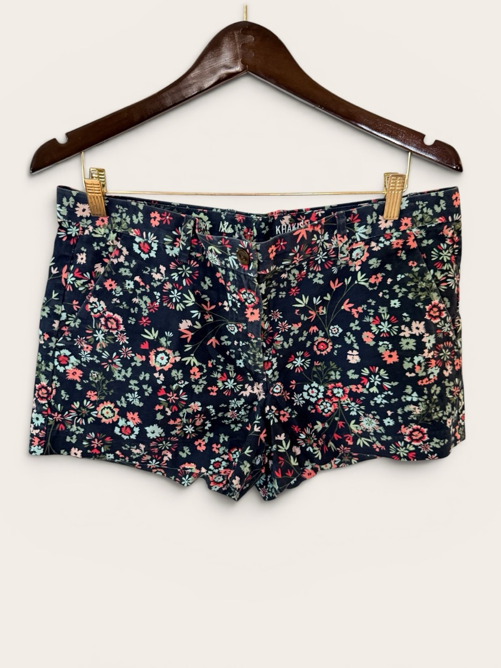 GAP Khakis Navy Blue Floral Summer Shorts Womens Size 12 Chino (Discontinued)